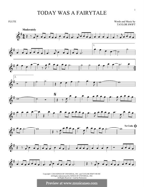 Today Was a Fairytale: For flute by Taylor Swift