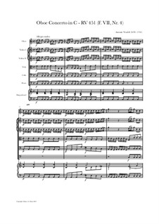 Concerto for Oboe and Strings in C Major, RV 451: Score and parts by Antonio Vivaldi