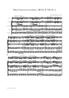 Concerto for Oboe and Strings in A Minor, RV 461: Score and parts by Antonio Vivaldi