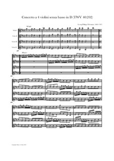 Concerto for Four Violins No.2, TWV 40:202: Full score, parts by Georg Philipp Telemann