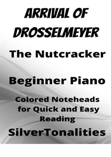 No.4 Scene dansante (Drosselmeyer's Arrival and Distribution of Presents): Arrival of Drosselmeyer, for beginner piano with colored notation by Pyotr Tchaikovsky