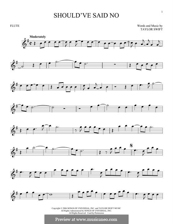 Should've Said No: For flute by Taylor Swift