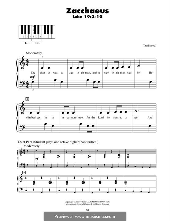 Zacchaeus: For piano by folklore