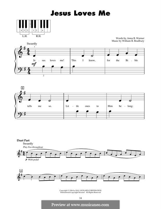 Jesus Loves Me: For piano by William Batchelder Bradbury