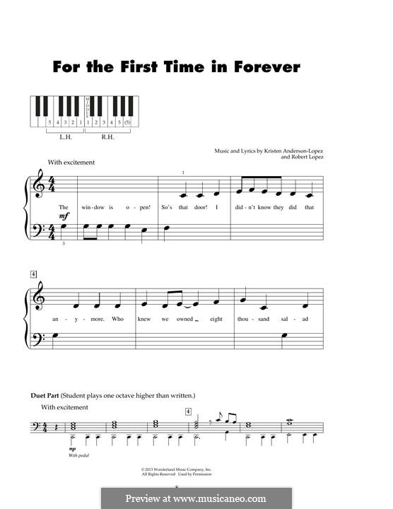 For the First Time in Forever (from Frozen: The Broadway Musical): For piano by Robert Lopez, Kristen Anderson-Lopez
