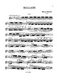 Ballade, Op.31: For violin and piano – violin part by Pablo de Sarasate