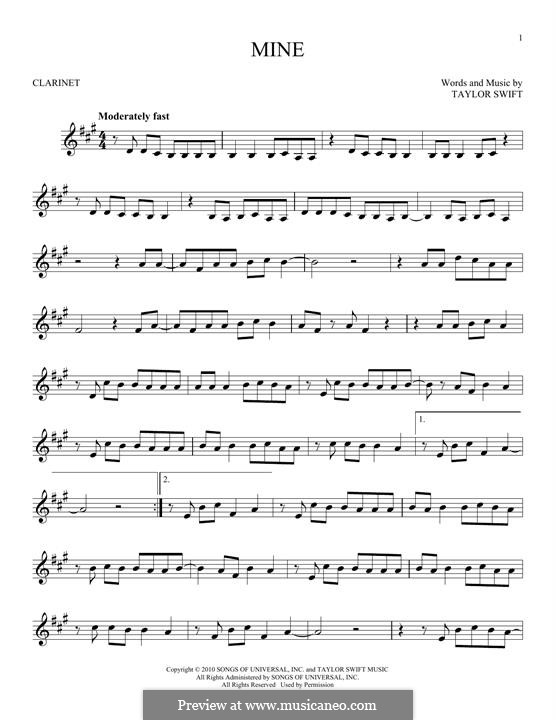 Mine: For clarinet by Taylor Swift