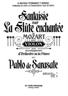 Fantasia on Themes from 'The Magic Flute' by Mozart, Op.54: Score by Pablo de Sarasate