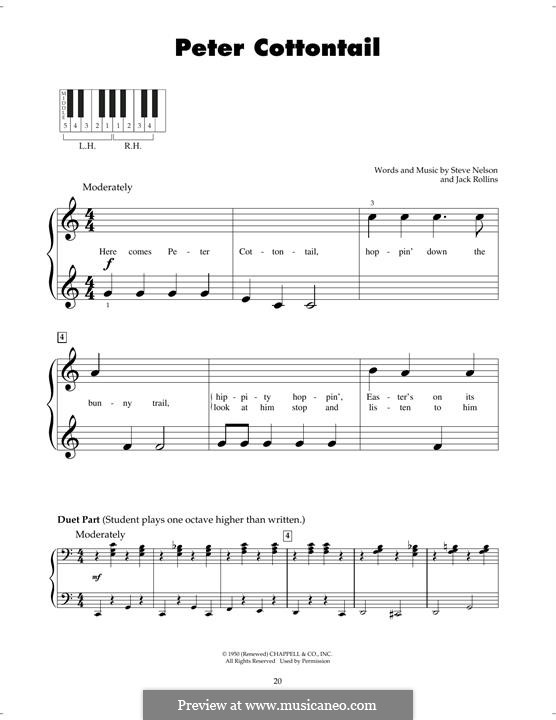 Peter Cottontail: For piano by Jack Rollins, Steve Nelson