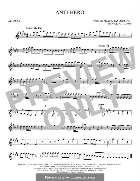 Anti-Hero (Taylor Swift): For alto saxophone by Jack Antonoff