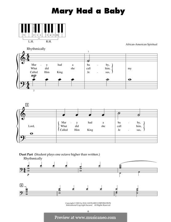 Mary Had a Baby: For piano by folklore