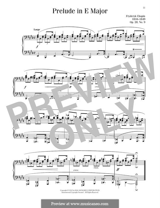 No.9 in E Major: For piano by Frédéric Chopin