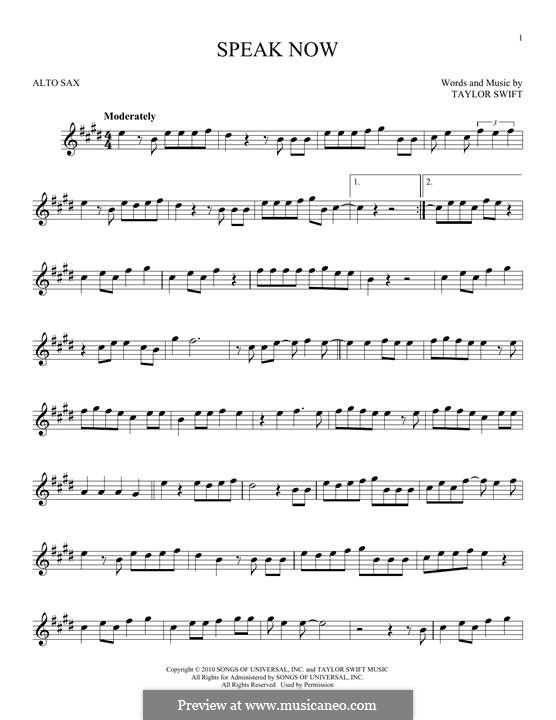 Speak Now: For alto saxophone by Taylor Swift
