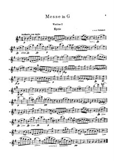 Mass No.2 in G Major, D.167: Violin I part by Franz Schubert