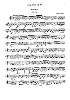 Mass No.2 in G Major, D.167: Violin II part by Franz Schubert