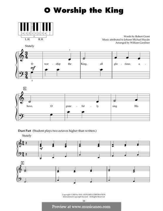 O Worship The King: For piano by Michael Haydn