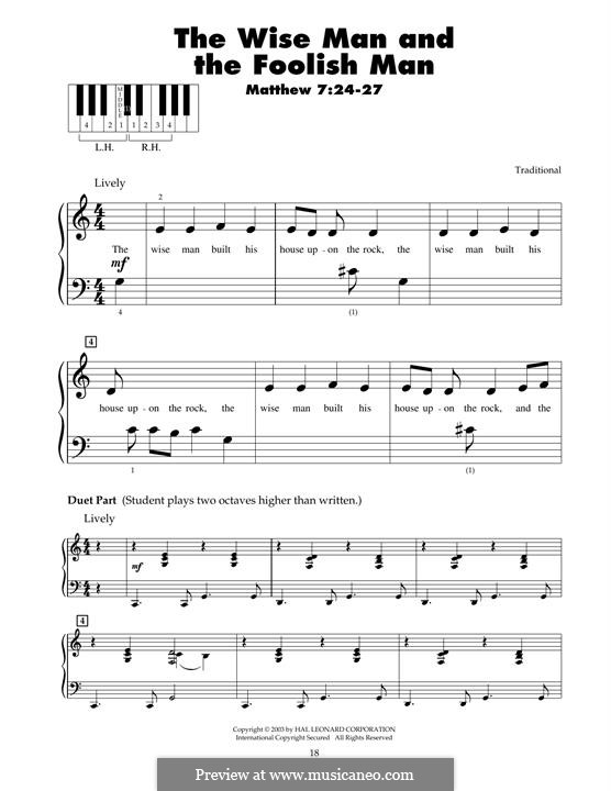 The Wise Man and The Foolish Man: For piano by folklore