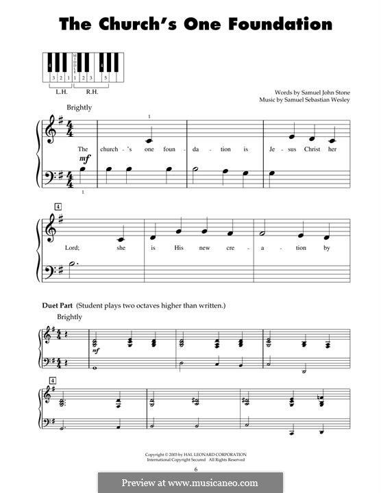 The Church's One Foundation: For piano by Samuel Sebastian Wesley