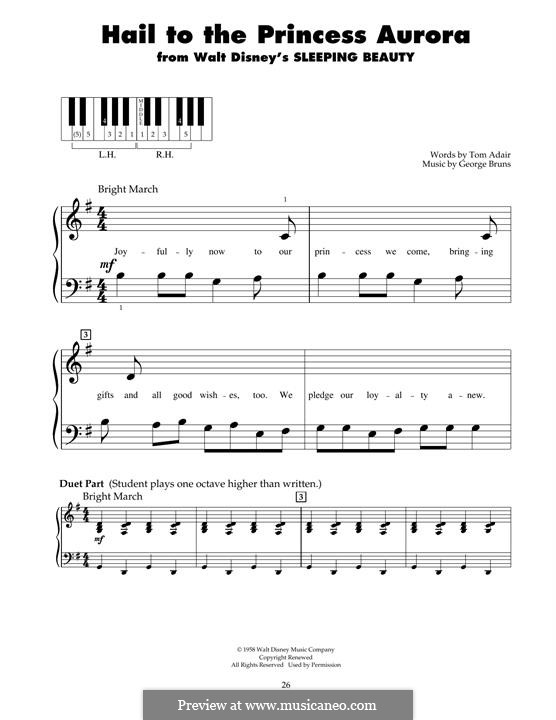 Hail to the Princess Aurora (from Sleeping Beauty): For piano by George Bruns