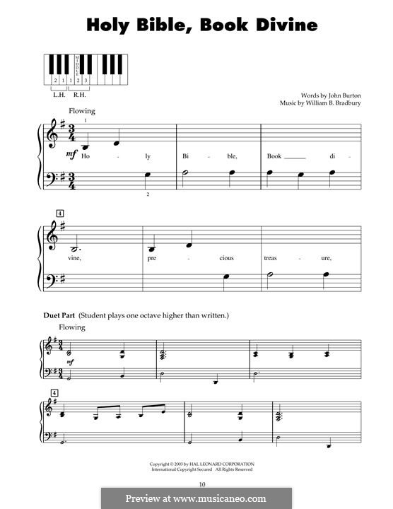 Holy Bible, Book Divine: For piano by William Batchelder Bradbury