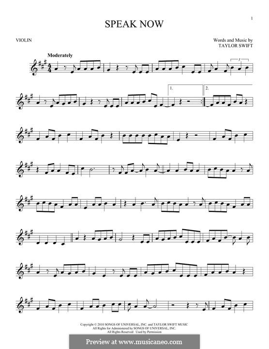 Speak Now: For violin by Taylor Swift