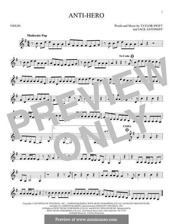 Anti-Hero (Taylor Swift): For violin by Jack Antonoff