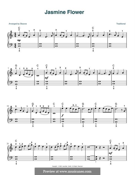 Jasmine Flower Song by folklore sheet music on MusicaNeo