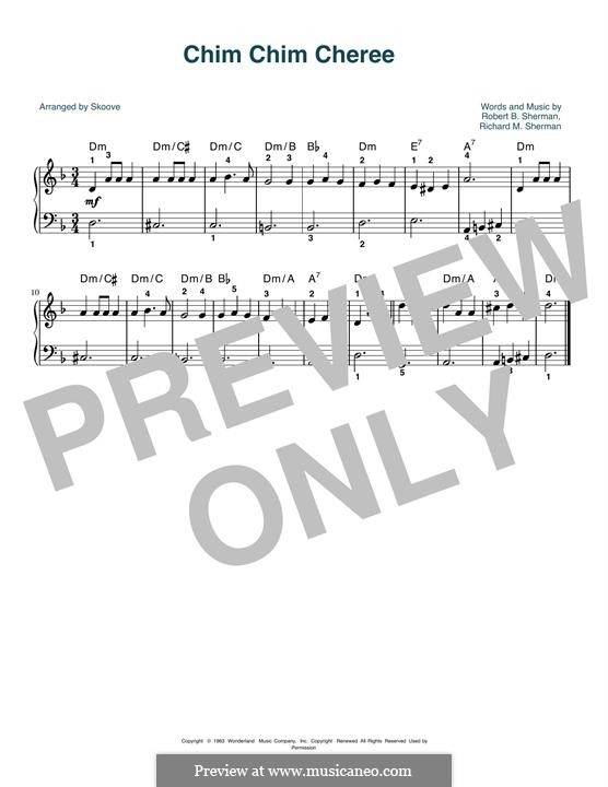 Chim Chim Cher-ee (from Mary Poppins), for Piano: For a single performer by Richard M. Sherman, Robert B. Sherman