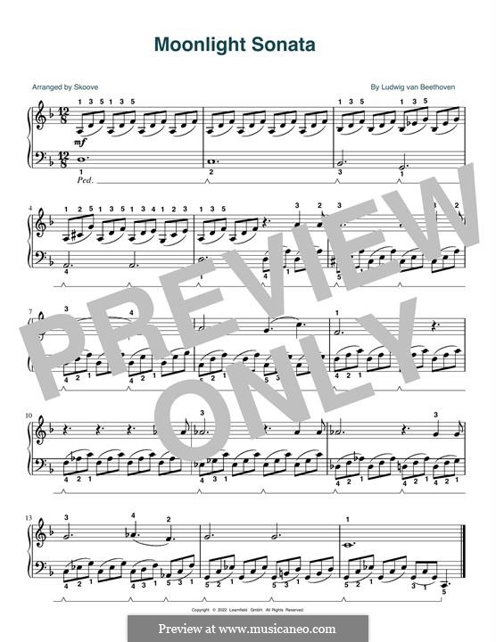 Movement I (Printable scores): For piano by Ludwig van Beethoven