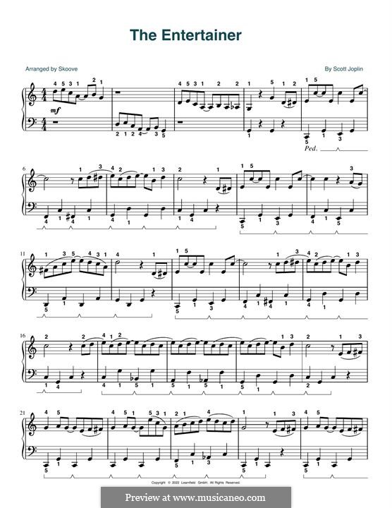 The Entertainer, for Piano: For a single performer by Scott Joplin
