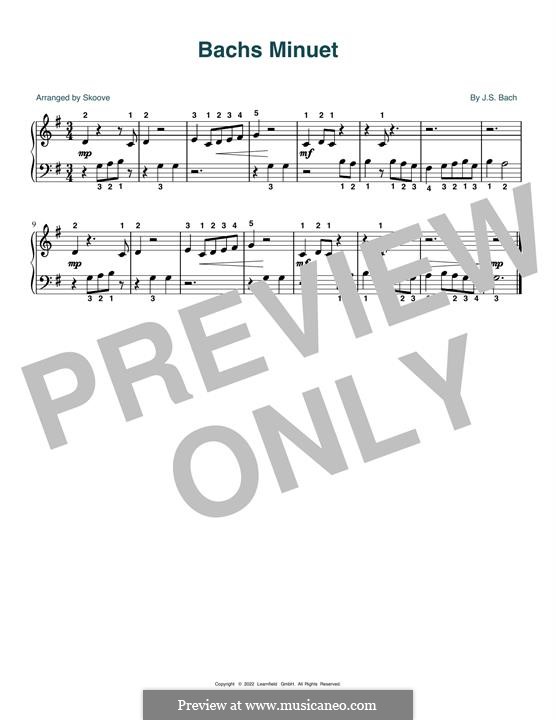 No.4 Minuet in G Major, for Piano, BWV Anh.114: For a single performer by Johann Sebastian Bach