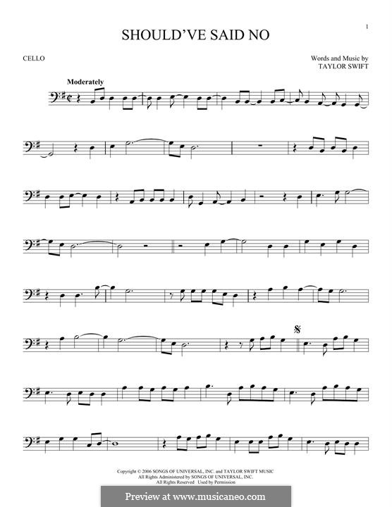 Should've Said No: For cello by Taylor Swift