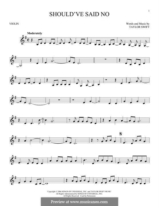 Should've Said No: For violin by Taylor Swift