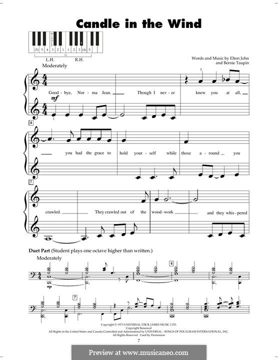 Candle in the Wind: For piano by Elton John