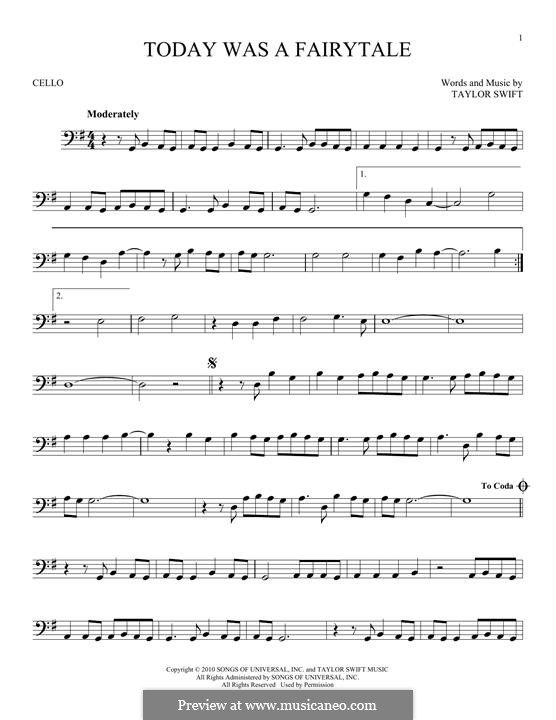 Today Was a Fairytale: For cello by Taylor Swift