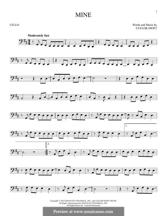 Mine: For cello by Taylor Swift