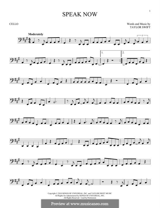 Speak Now: For cello by Taylor Swift
