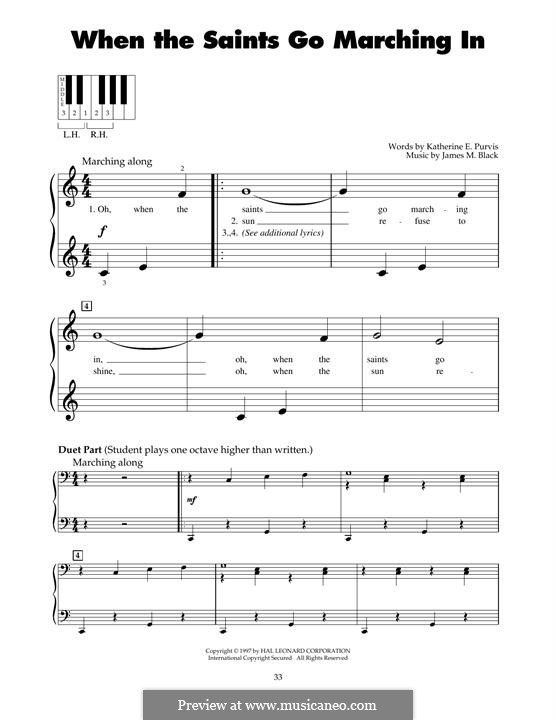 When the Saints Go Marching In: For piano by James Milton Black