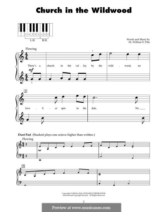 Church in the Wildwood: For piano by William S. Pitts