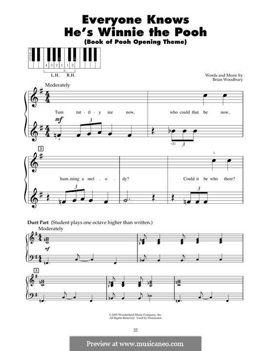 Everyone Knows He's Winnie the Pooh (Book of Pooh Opening Theme): For piano by Brian Woodbury