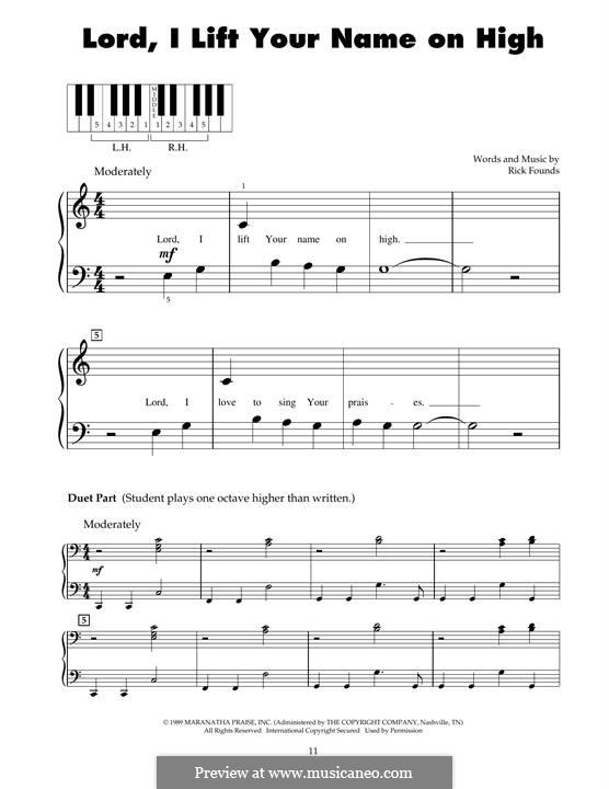 Lord, I Lift Your Name on High: For piano by Rick Founds