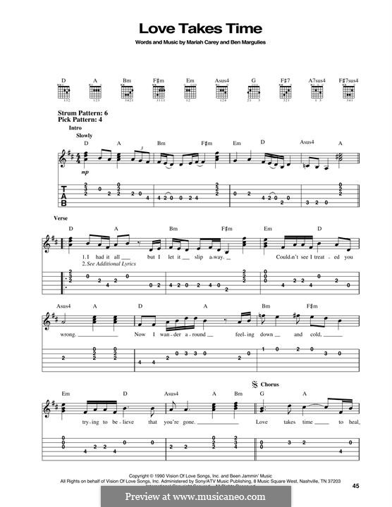 Love Takes Time: For guitar with tab by Ben Margulies, Mariah Carey