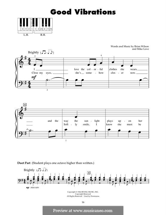 Good Vibrations (The Beach Boys): For piano by Brian Wilson, Mike Love