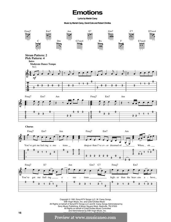 Emotions: For guitar with tab by David Cole, Mariah Carey, Robert Clivilles