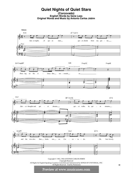 Quiet Nights of Quiet Stars (Corcovado): Transcribed score by Antonio Carlos Jobim