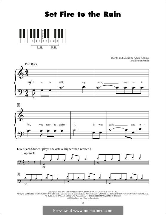 Set Fire to the Rain: For piano by Adele, Fraser T. Smith