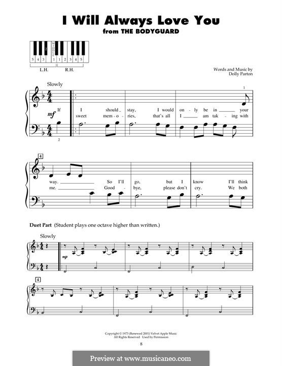 Piano version: For a single performer by Dolly Parton