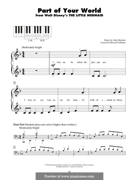 Part of Your World (from The Little Mermaid): For piano by Alan Menken