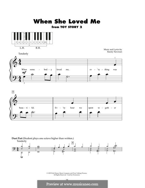 When She Loved Me (from Toy Story 2): For piano by Randy Newman