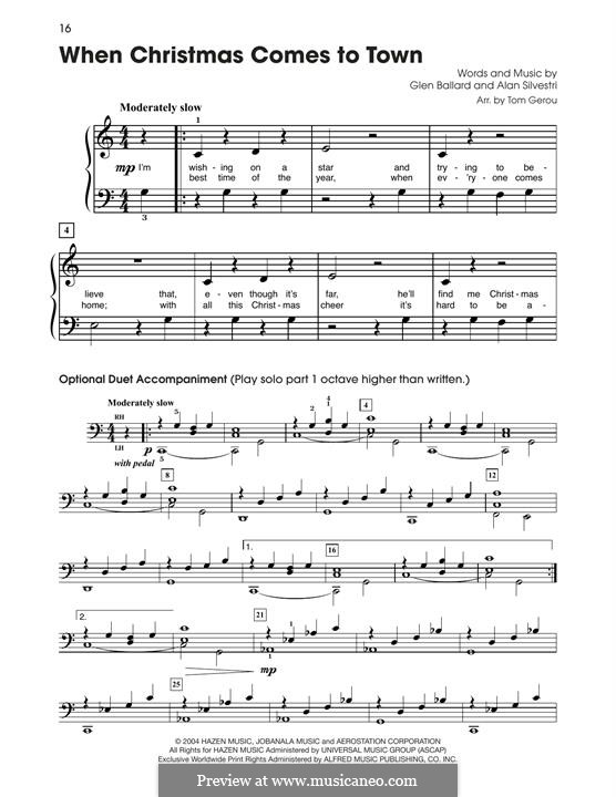 When Christmas Comes to Town (from The Polar Express): For piano by Alan Silvestri, Glen Ballard
